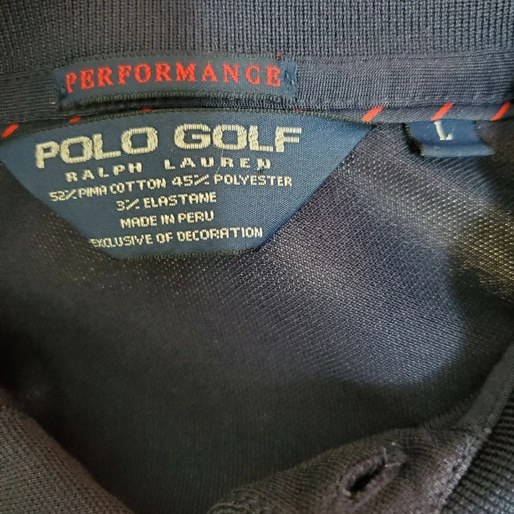 Ralph Lauren Golf Sport Performance Blue Polo‎ Short Sleeve Mens Large Spell-Out